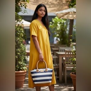 Kate Spade Blue and White Striped Camryn Wellesley Satchel